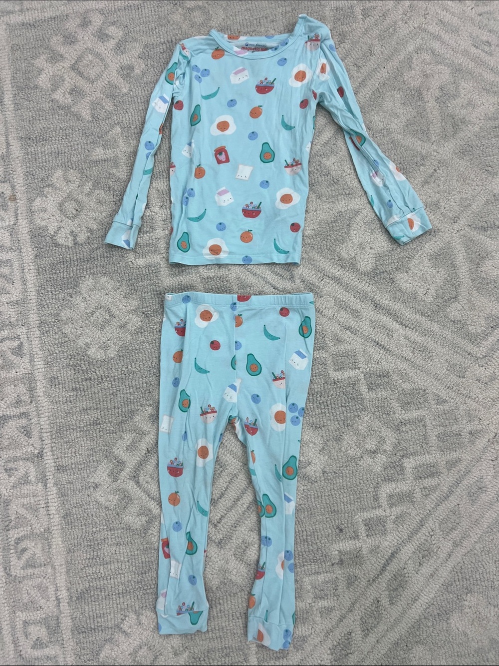 Magnetic Me Light Blue Fruit & Breakfast Print Pajama Set